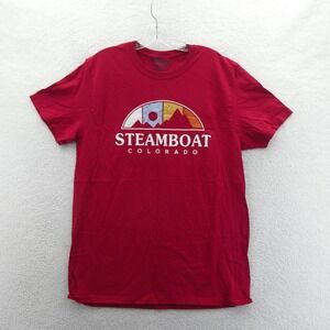 Ouray Shirt Mens Large Steamboat Colorado Red Short Sleeve Cotton Blend Graphic